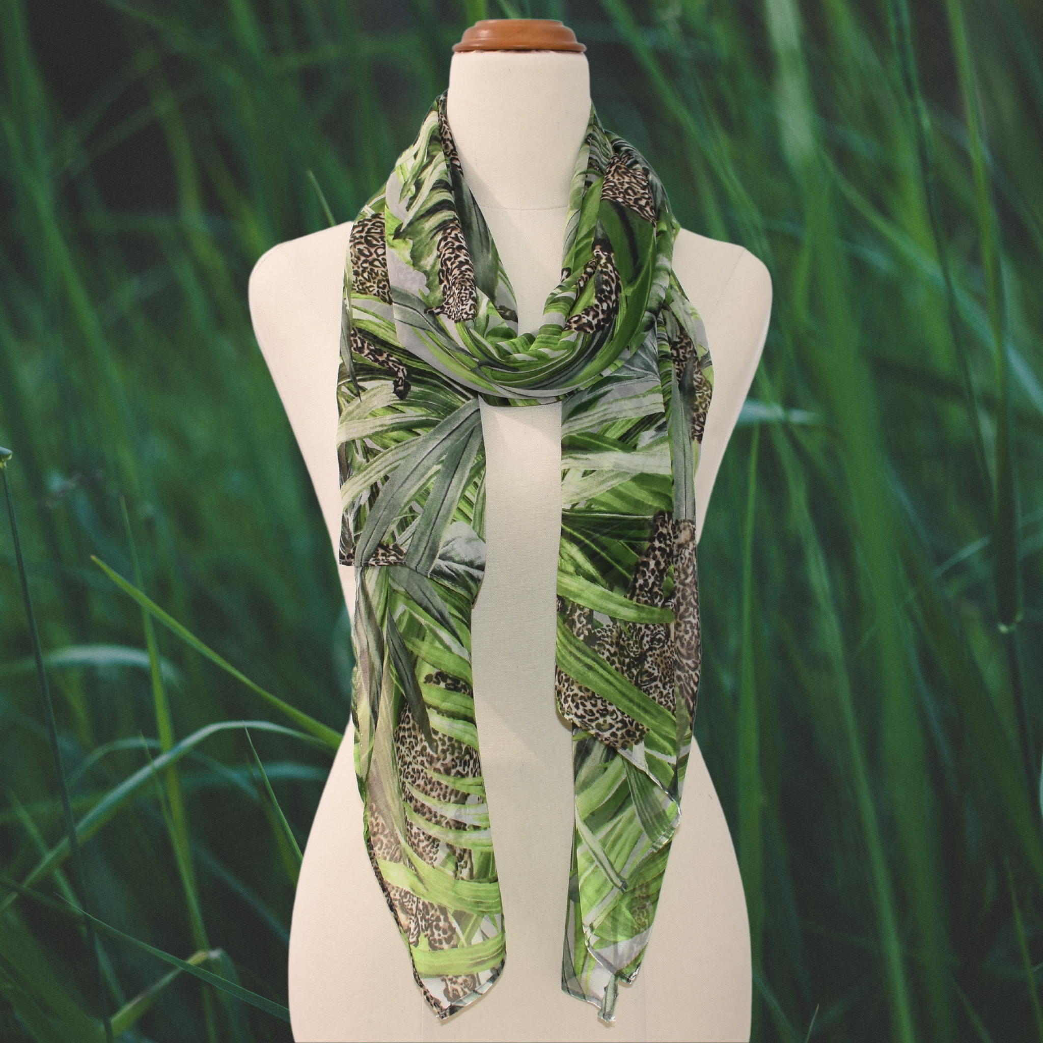 Luxury Rectangle Scarf -Jungle Green