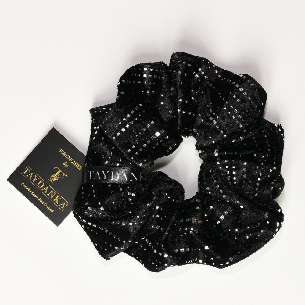 Scrunchie - Black with Silver