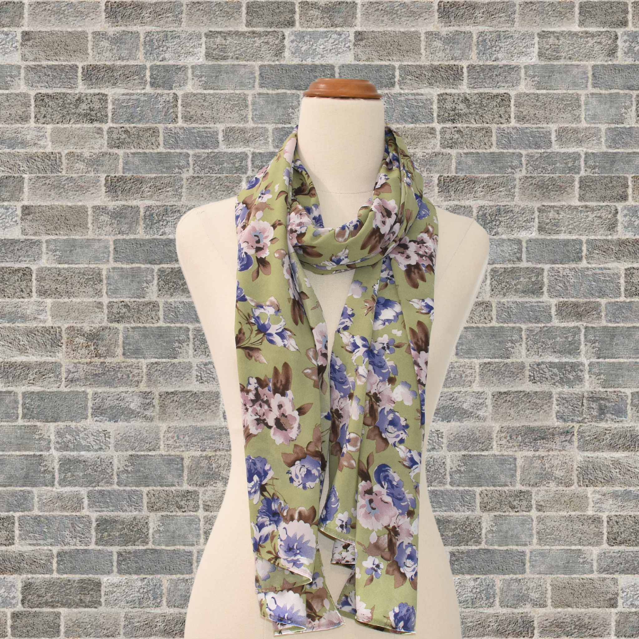 Classic Rectangle Scarf - Sage Green Floral